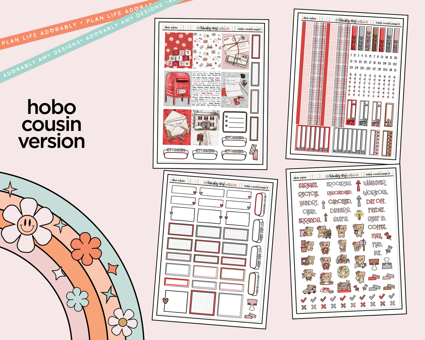 Hobonichi Cousin Weekly Dear Santa Planner Sticker Kit for Hobo Cousin or Similar Planners