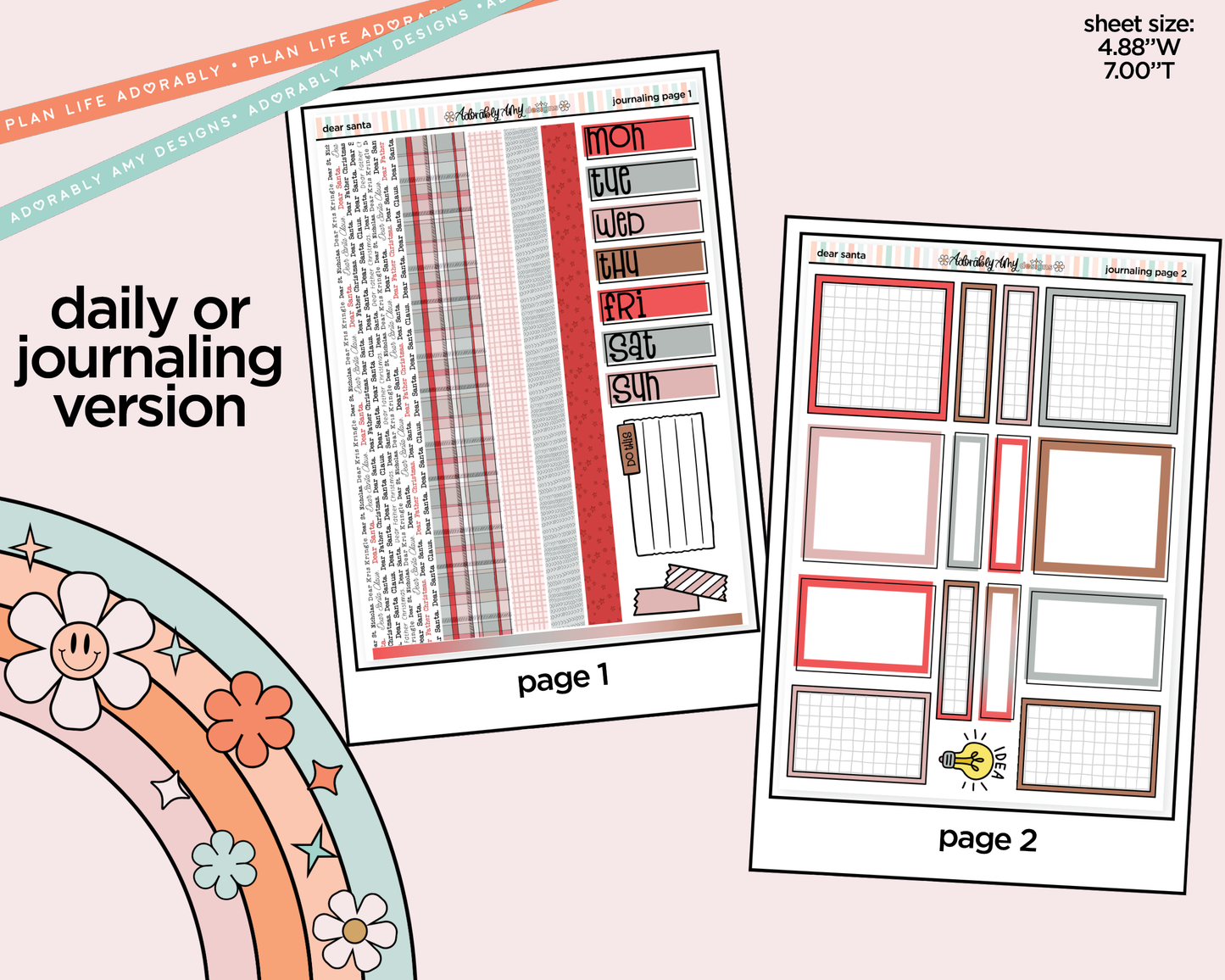 Journaling and Daily Planning Dear Santa Planner Sticker Kit