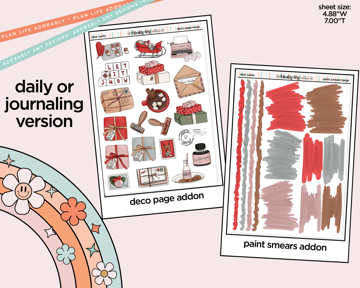 Journaling and Daily Planning Dear Santa Planner Sticker Kit
