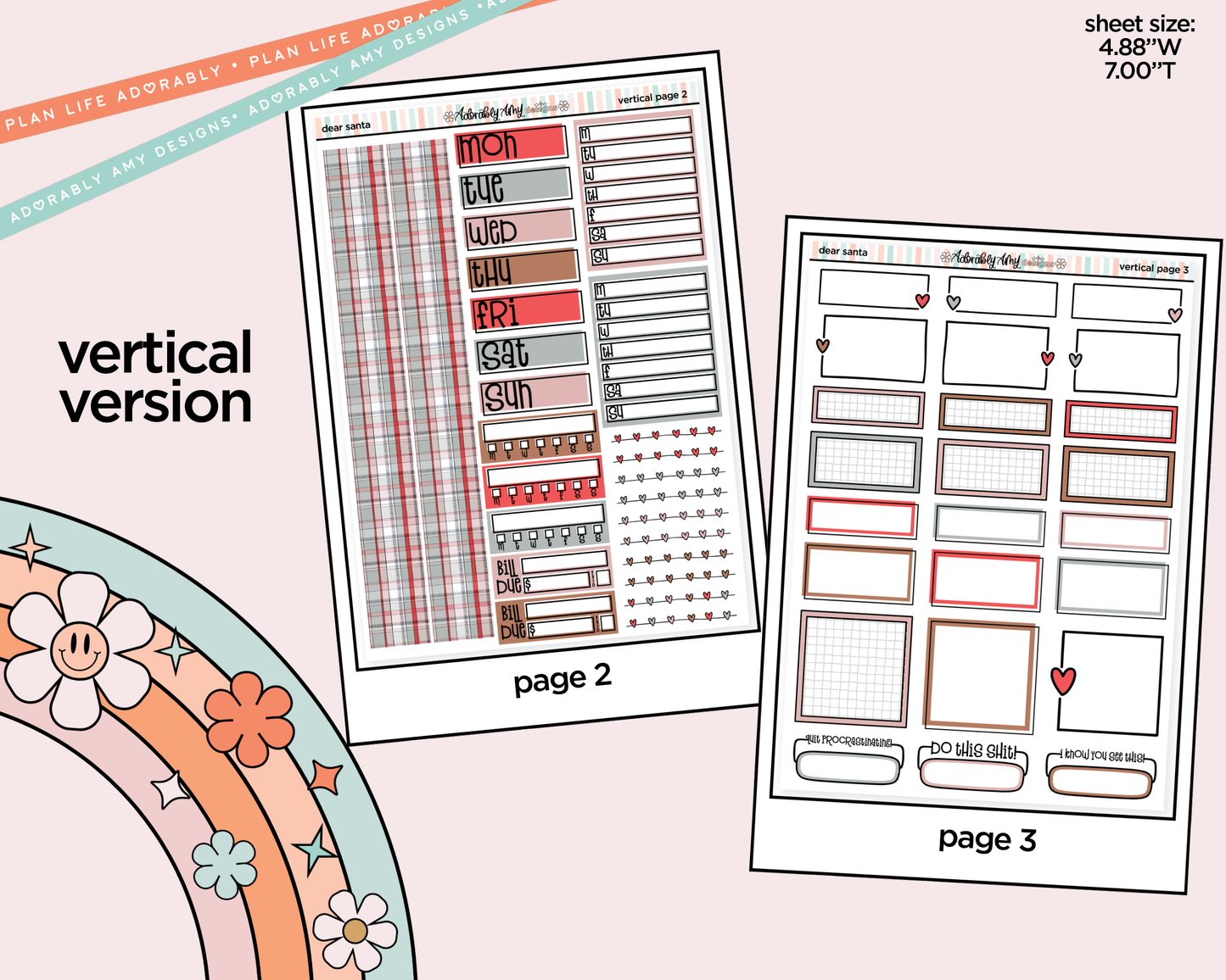 Vertical Dear Santa Kit for Vertical Standard Size Planners or Insert