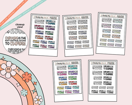 Rainbow or Black Sarcasm Is the Body's Natural Defense to Stupidity Typography Planner Stickers - Adorably Amy Designs
