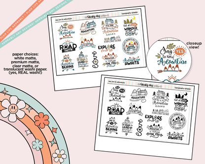 Say Yes to Adventure Typography Sampler Planner Stickers