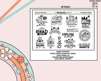 Say Yes to Adventure Typography Sampler Planner Stickers