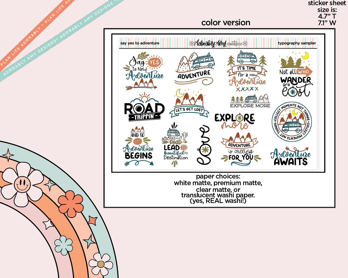 Say Yes to Adventure Typography Sampler Planner Stickers