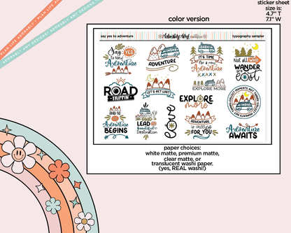 Say Yes to Adventure Typography Sampler Planner Stickers