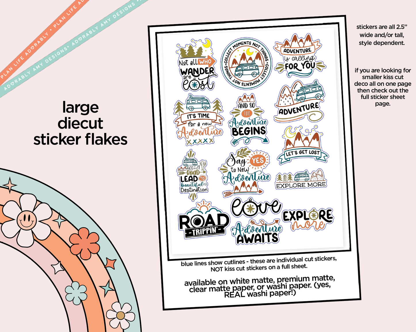 Say Yes to Adventure Typography Sampler Planner Stickers