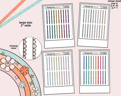 Rainbow Doodled Scalloped Edge Dividers Deco Large/Jumbo Size Stickers for any Planner or Insert