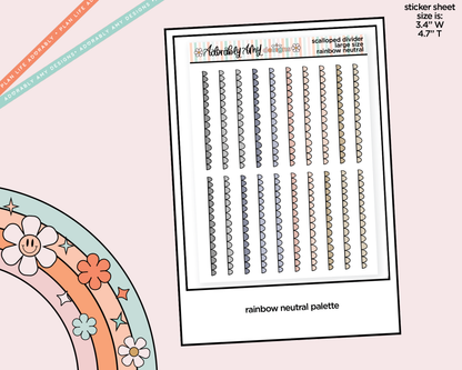 Rainbow Doodled Scalloped Edge Dividers Deco Large/Jumbo Size Stickers for any Planner or Insert