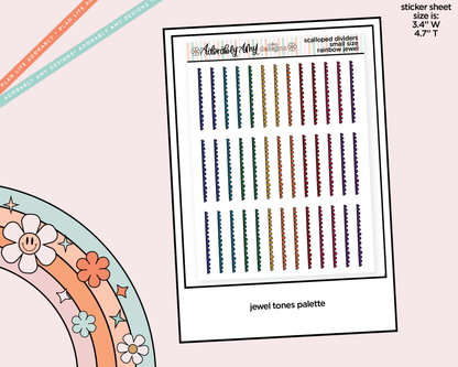 Rainbow Doodled Scallop Dividers Deco Small Size Stickers for any Planner or Insert