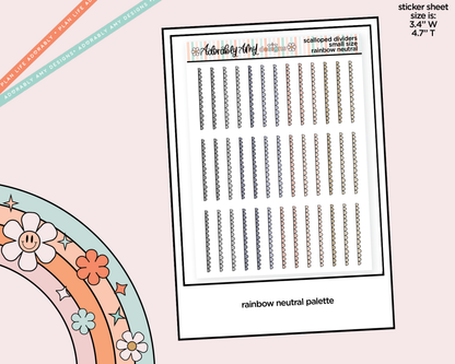 Rainbow Doodled Scallop Dividers Deco Small Size Stickers for any Planner or Insert