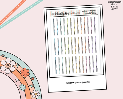 Rainbow Doodled Scallop Dividers Deco Small Size Stickers for any Planner or Insert
