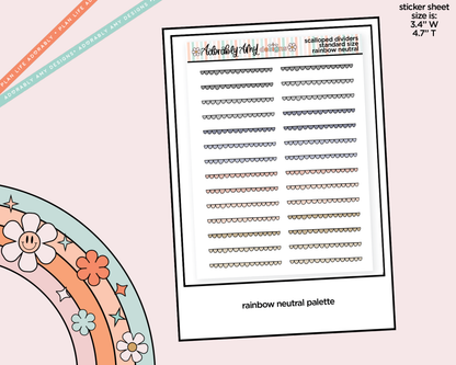 Rainbow Doodled Scallop Dividers Deco Standard Size Stickers for any Planner or Insert