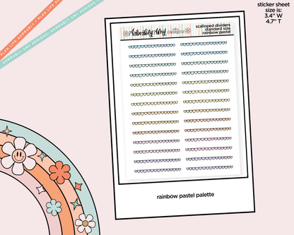 Rainbow Doodled Scallop Dividers Deco Standard Size Stickers for any Planner or Insert