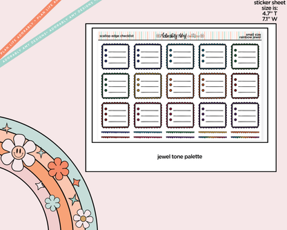 Rainbow Doodled Scalloped Edge Checklist Boxes Small Size Planner Stickers
