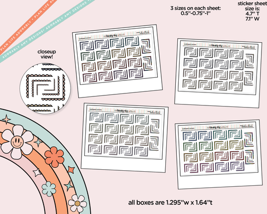 Rainbow Doodled Scallop Corners Deco Standard Size Stickers for any Planner or Insert