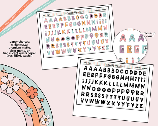 Scary Night Alphabet Stickers Deco Typography Sampler Planner Stickers