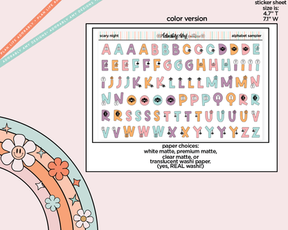 Scary Night Alphabet Stickers Deco Typography Sampler Planner Stickers