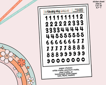 Scary Night Number Stickers Deco Typography Sampler Planner Stickers