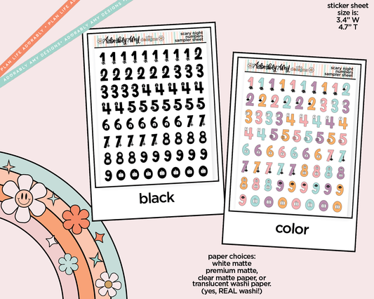Scary Night Number Stickers Deco Typography Sampler Planner Stickers