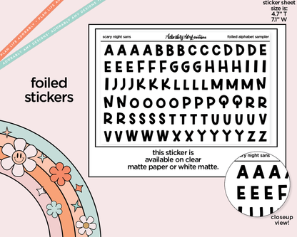 Foiled Scary Night Sans Alphabet Stickers Deco Typography Sampler Planner Stickers