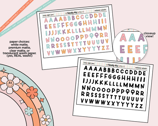 Scary Night Sans Alphabet Stickers Deco Typography Sampler Planner Stickers
