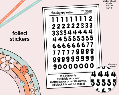 Foiled Scary Night Sans Number Stickers Deco Typography Sampler Planner Stickers