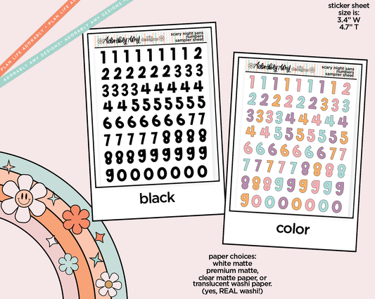 Scary Night Number Sans Stickers Deco Typography Sampler Planner Stickers