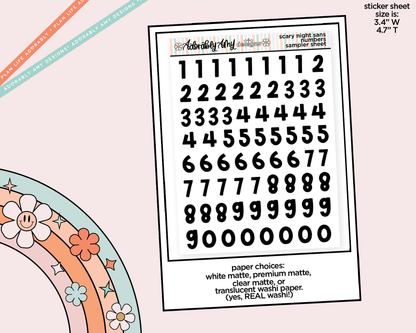 Scary Night Number Sans Stickers Deco Typography Sampler Planner Stickers