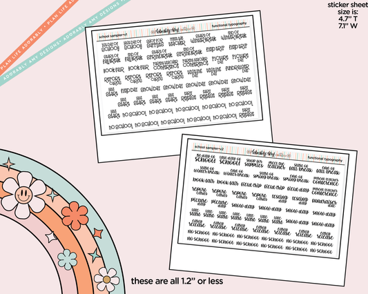 School Sampler 2026 - 2 Versions Typography Planner Stickers - Adorably Amy Designs