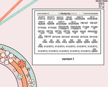 School Sampler 2026 - 2 Versions Typography Planner Stickers
