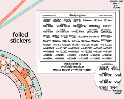 Foiled School Sampler 2025 Typography Planner Stickers