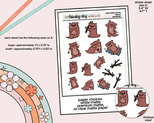 Sea Otters Kawaii Decorative Planner Stickers for any Planner or Insert