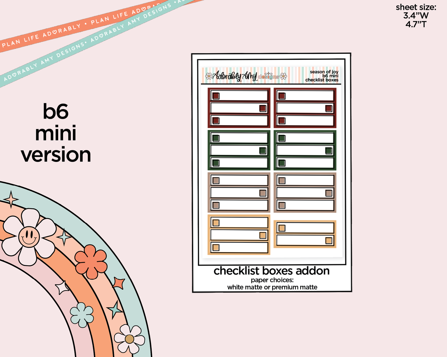 Mini B6 Season of Joy Sticker Kit sized for ANY Vertical Insert