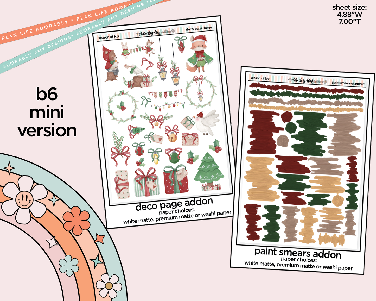 Mini B6 Season of Joy Sticker Kit sized for ANY Vertical Insert