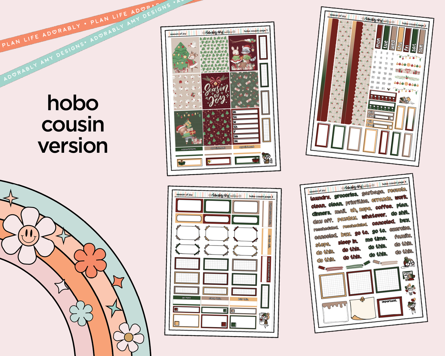 Hobonichi Cousin Weekly Season of Joy Planner Sticker Kit for Hobo Cousin or Similar Planners