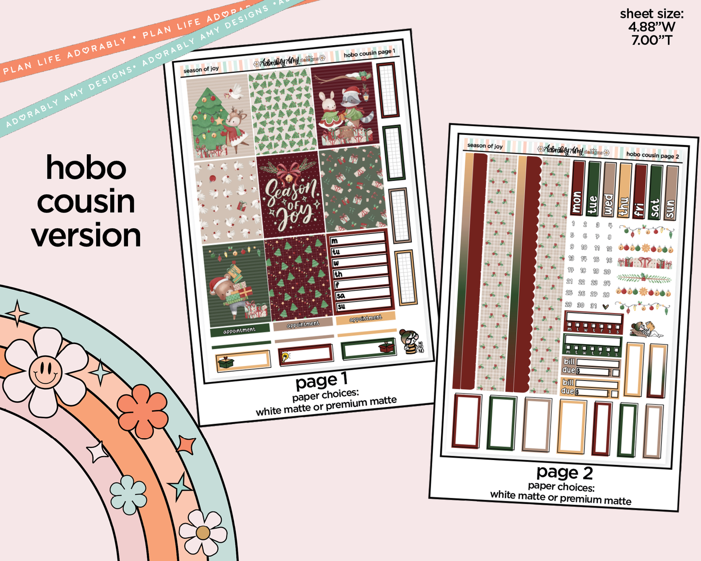 Hobonichi Cousin Weekly Season of Joy Planner Sticker Kit for Hobo Cousin or Similar Planners