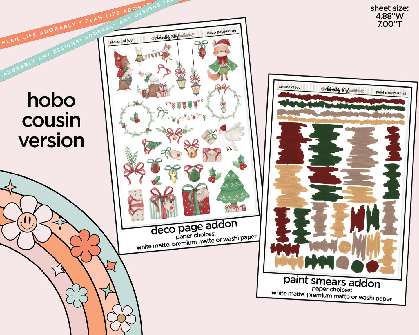Hobonichi Cousin Weekly Season of Joy Planner Sticker Kit for Hobo Cousin or Similar Planners
