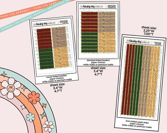Foiled Season of Joy Headers or Long Strips Planner Stickers