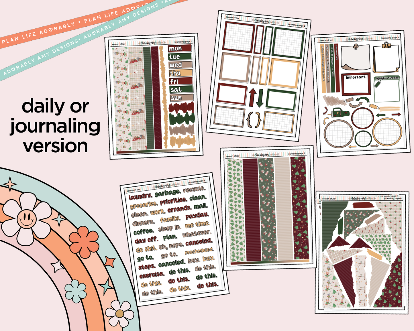 Journaling and Daily Planning Season of Joy Planner Sticker Kit