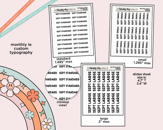 September LE Custom Typography Sticker Reminder Planner Stickers