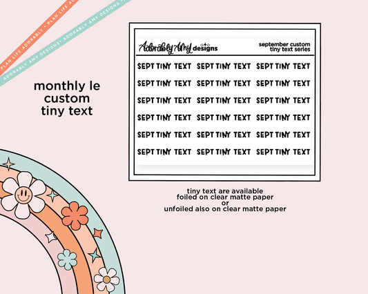 September LE Font Custom Foiled Tiny Text Sticker Sheet Planner Stickers