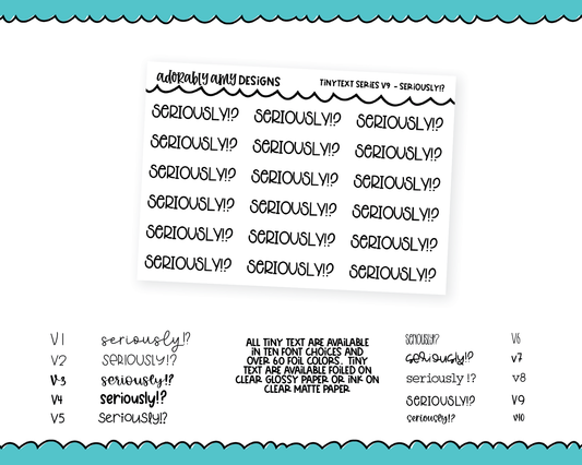Foiled Tiny Text Series - Seriously!? Checklist Size Planner Stickers for any Planner or Insert