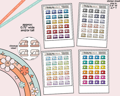Rainbow Sewing Machines Doodled Icon Stickers
