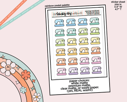 Rainbow Sewing Machines Doodled Icon Stickers