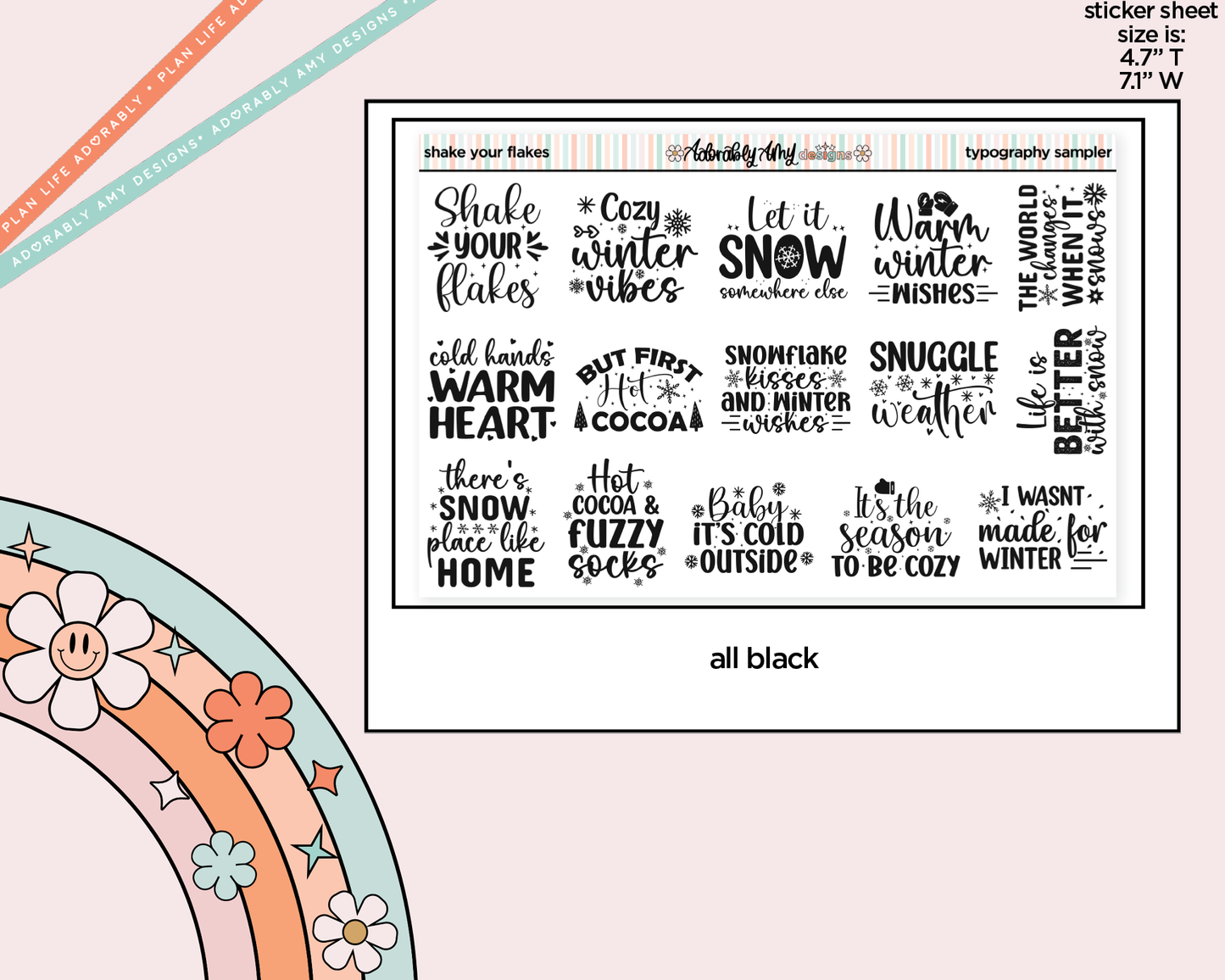 Shake Your Flakes Deco Typography Sampler Planner Stickers