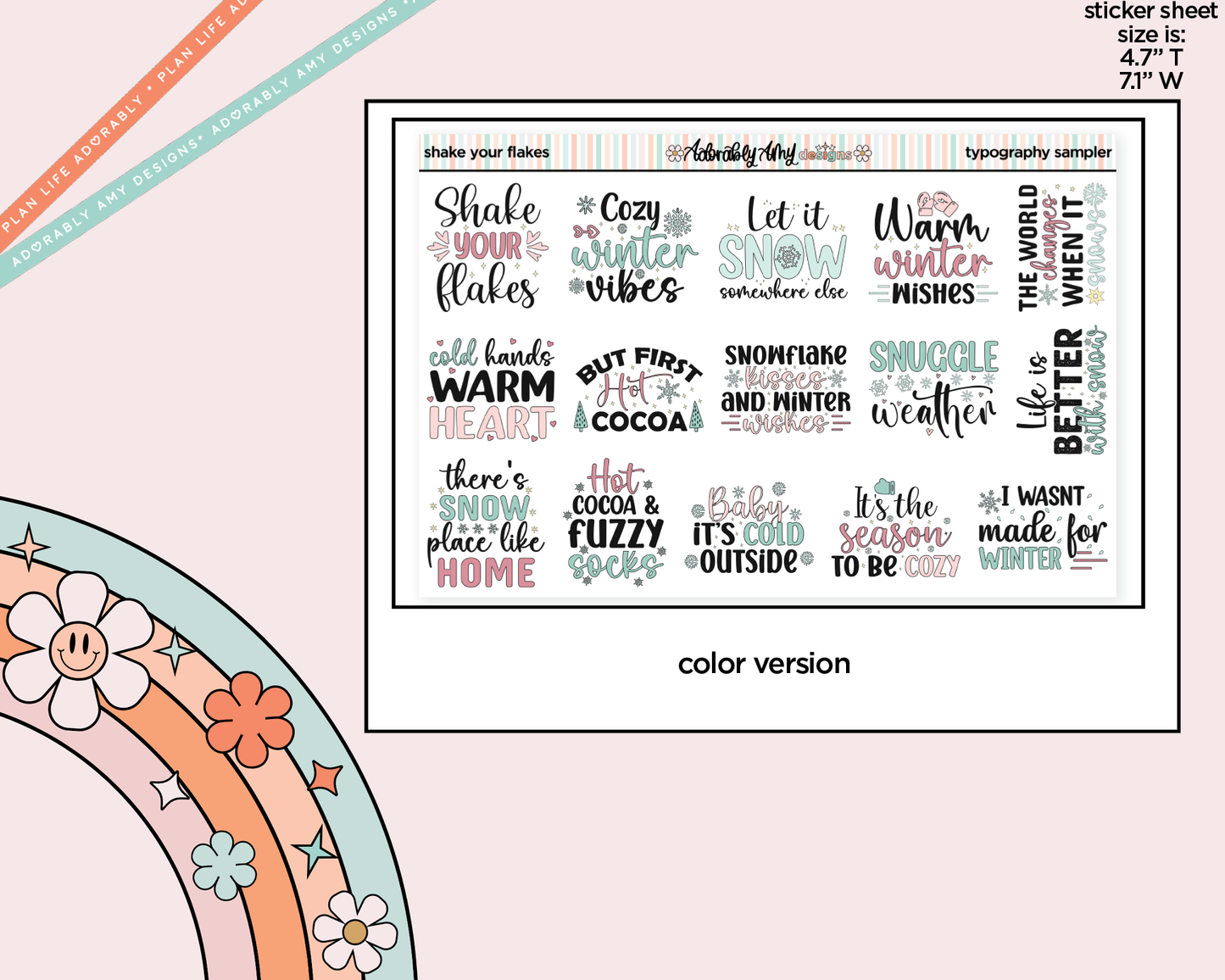 Shake Your Flakes Deco Typography Sampler Planner Stickers