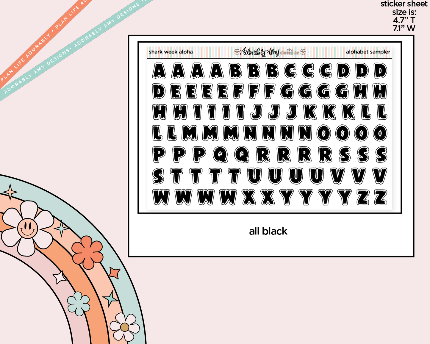 It's Shark Week Alphabet Stickers Deco Typography Sampler Planner Stickers
