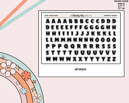It's Shark Week Alphabet Stickers Deco Typography Sampler Planner Stickers