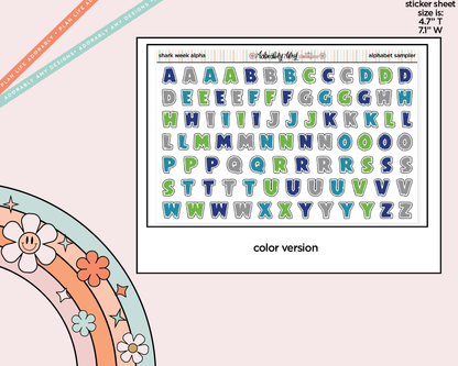 It's Shark Week Alphabet Stickers Deco Typography Sampler Planner Stickers