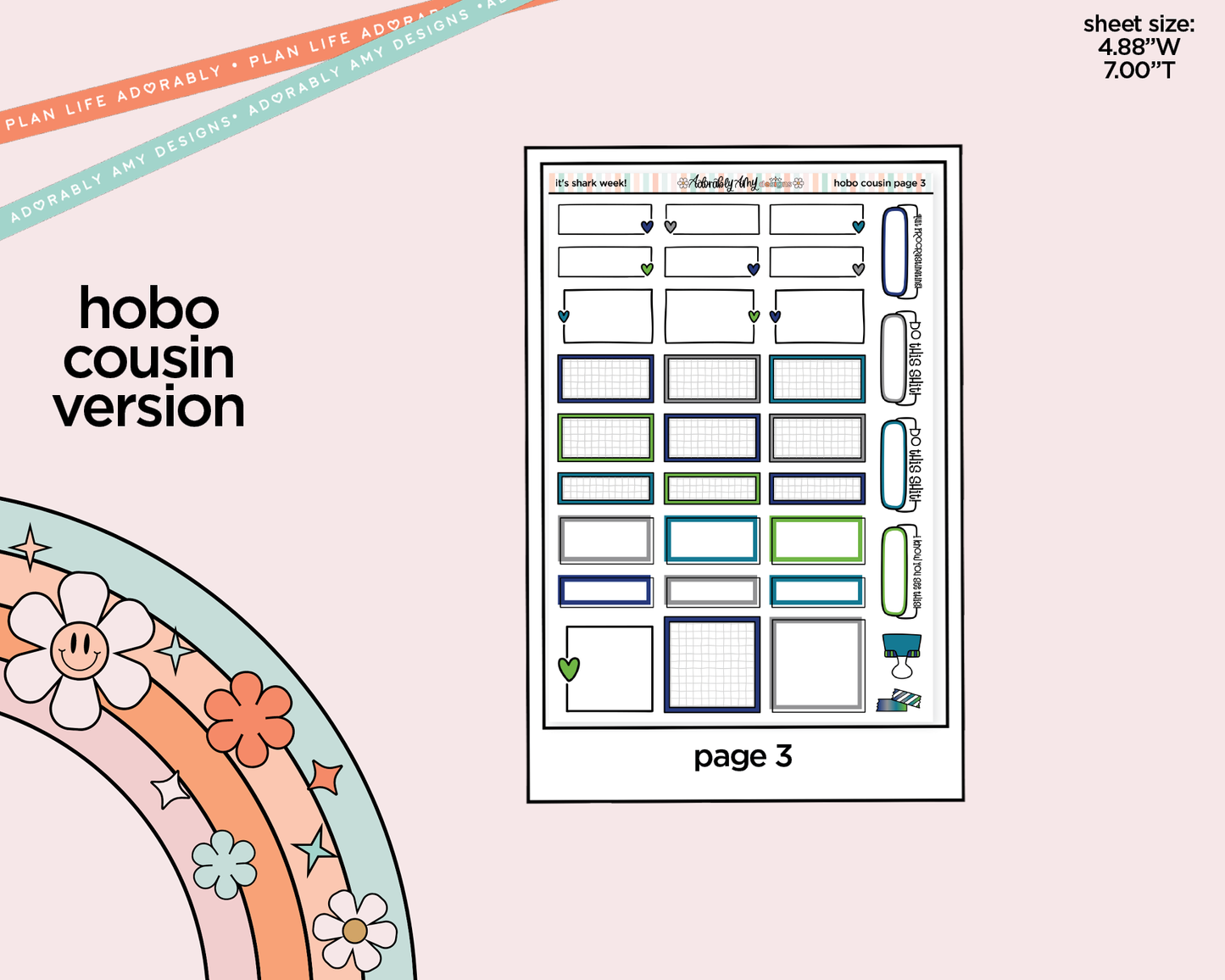 Hobonichi Cousin Weekly It's Shark Week! Planner Sticker Kit for Hobo Cousin or Similar Planners